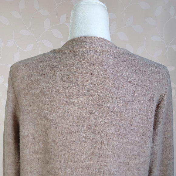 For Cynthia Cozy Wool Moto Buckle Zip Front Jacket Marled Beige Tan Petite Large - Picture 12 of 16
